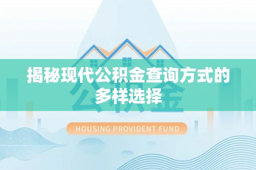 勐海揭秘现代公积金查询方式的多样选择
